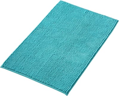 Famanu - Badmat Anti-Slip av soft Chenille | Super absorberend en machinewasbaar | Te combineren als badmat set | Voor de badkamer, douche, bad of als WC mat | Petrol Turkoois – 40x60 cm