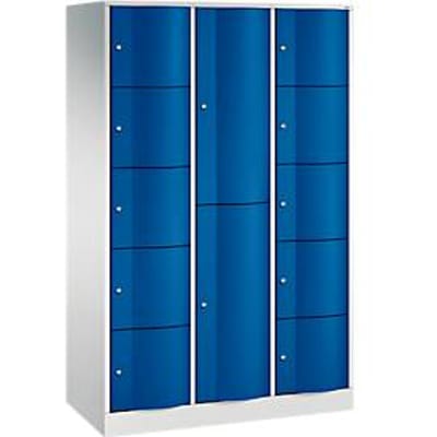 C+P combikast Resisto, 3 vakken, 12 vakken, B 1148 x D 540 x H 1950 mm, lichtgrijs/lichtblauw