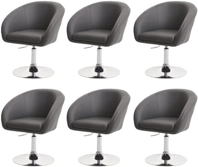 Set van 6 eetkamerstoelen MCW-F19, keukenstoel, draaistoel, loungestoel, draaibaar, in hoogte verstelbaar ~ grijs kunstleer