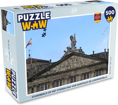 Puzzel Standbeeld op het stenen dak van Santiago de Compostella - Legpuzzel - Puzzel 500 stukjes