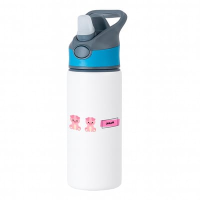 Hacebo® - Varkens met eigen naam waterfles met rietje blauw - Varken - dieren liefhebbers - leuke cadeau voor iemand die van houdt van biggen - verjaardagscadeau - kado - gift - water fles - 650ML