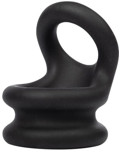 Rimba - Siliconen Cockring & Ballstretcher 2 in 1 - Zwart S