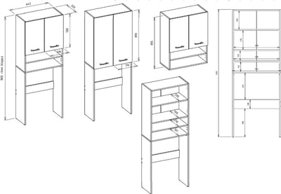 Wasmachinekast - Badkamerkast Hoge kast - Opbergen Wasmachine - Krasbestendig Melamine - 180x64x30 cm - Eiken Sonoma