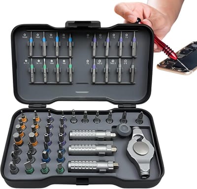 Ratelmoersleutel Set - Precisie Schroevendraaier - Klusjes Thuis - Magnetische Precisie - 55 Delig - Grijs
