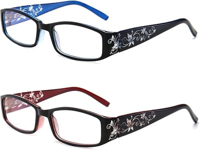 Dames leesbril ultralicht met anti-blauw licht en bloemdetail