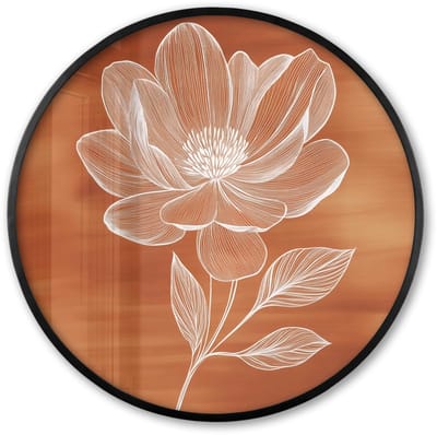 Poster in lijst Rond - Fotolijst 60x60 cm - Posters - Bloem - Minimalistisch - Wit - Ronde posterlijst zwart - Decoratie - Wanddecoratie woonkamer - Muurdecoratie slaapkamer