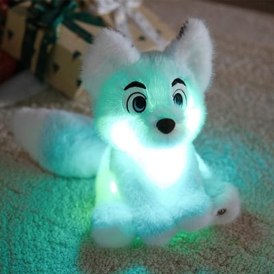 Peluche Renard Lumineuse dans le Noir avec Lumière LED Animal en Peluche Doux Mignonne Veilleuse pour Décoration de Chambre d'Enfant Cadeau de Noël pour Enfant