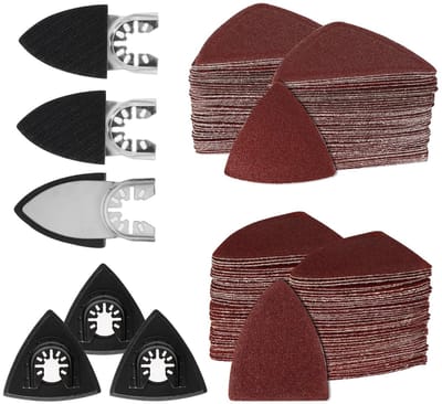 Dailygoods- Schuurplaat 156 Stuks - Schuurpapier Set 60#/80#/100#/120#/240# - Driehoekige Schuurschijven - Vingers Schuurpads - 80x80x80mm/50x50x40mm