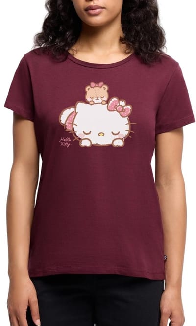 Hello Kitty Met Teddy Op Haar Rug Premium T Shirt Dames