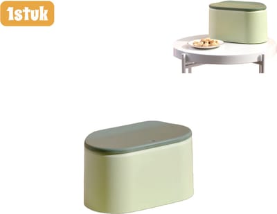 1 stuk - Mini-prullenbak - prullenbak - Push-Top-model - Flip-Top-afvalbak voor op het bureau - Geschikt voor woonkamers, kantoren - Compact en praktisch - groente