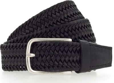 Vanzetti Leren Riem Braided Men's Belt 35 mm W80 Black Zwart