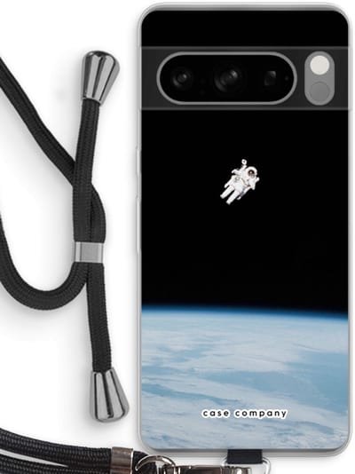 Case Company® - Hoesje met koord geschikt voor Google Pixel 8 Pro hoesje met Koord - Alone in Space - Telefoonhoesje met Zwart Koord - Bescherming aan alle Kanten en Over de Schermrand