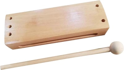 Houten Muziekblok - Percussie Instrument - Ritme Leren - Massief Hardhout - 18 x 5.5 x 4 cm
