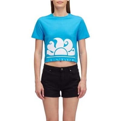 T-shirt Korte Mouw Sundek Cropped With Maxi Logo Print
