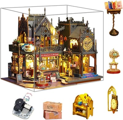 Miniatuur Poppenhuis Kit - Houten Bouwpakket - Creatief Bouwen - Met LED Licht - 18x8x24 cm - Magisch Huis