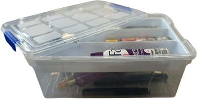 Plasticforte Beautycase opbergbox - 9L - 26 x 37 x 14 cm - met vakverdeling tray - wit - Make-up/sieraden/nagellak opbergen