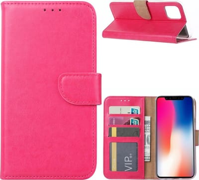Apple iPhone 11 Pro Max Hoesje Roze met Pasjeshouder