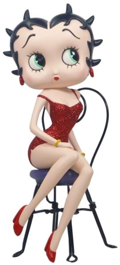Betty Boop Red Glitter Dress On Chair Statue