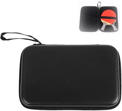 VHV-Tafeltennisbatje hoes - Hoes voor ping pong batjes - Tafeltennishoes - Hardcase hoes - Voor 2 batjes en 6 ballen - Met draagriem - Stevige beschermhoes - Voor tafeltennis - Zwart