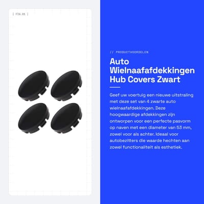 Dailygoods- Wielnaafafdekkingen 4 Stuks - Zwart ABS - 56mm Buitendiameter - 53mm Binnendiameter - Voor/achter Hub Covers - Voertuig Vervangingsaccessoires - Wielnaafdeksels