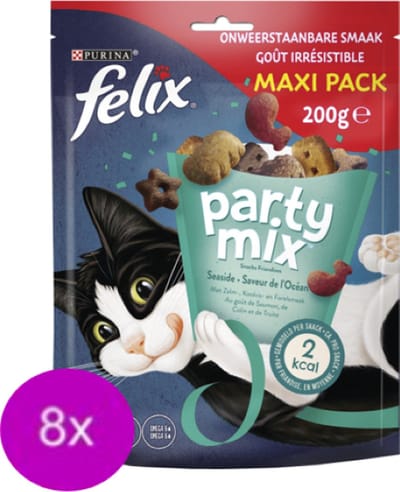 8x Felix Party Mix - Seaside Mix - Kattensnacks - 200g