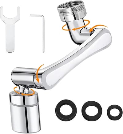 Dailygoods- Beluchter Kraan 1080 Graden - Roterende Kraan - Waterbesparende Straalregeling - Roestvrij Staal - Universele Perlator - 360° Flexibel - Kraanopzetstuk