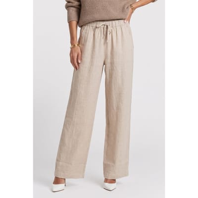 ARKET Ludvig Linen Trousers Beige Maat: XS | Wijde Broeken Outlet | Dames | Beige