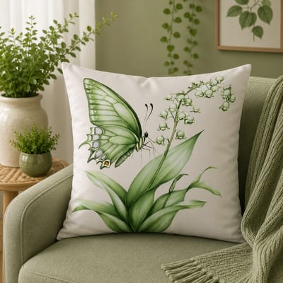 Lily of the Valley Collection kussenhoes – Groene bloemenprints – 45x45 cm