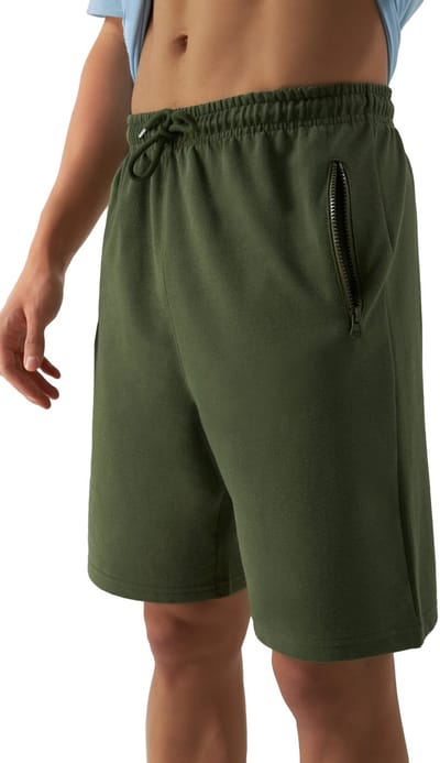 Smith & Solo korte broek heren - comfortabele shorts heren - katoen sweat short - kaki