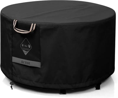 Vuurkorf Cover Rond - Beschermhoes Buiten - Tuinmeubelen Beschermen - 100% Waterdicht 600D - 91x51 cm - Zwart