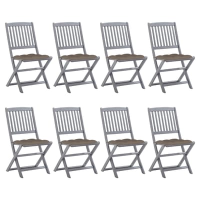 vidaXL - Inklapbare - stoelen - 8 - st - met - kussens - massief - acaciahout
