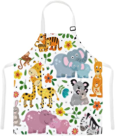 kinderschort met verstelbare riem, schattig kinderschort met zak voor peuter koken schilderij bakken kunstenaar, Dieren, Toddler