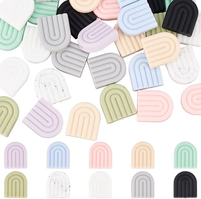 40 stuks 10 kleuren regenboog siliconen kralen gladde boog siliconen kralen coloful pastel kralen ambachtelijke kralen set voor doe-het-zelf sleutelhanger kettingen sieraden maken