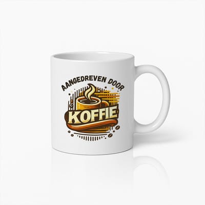 Aangedreven door Koffie Mok – Grappige Koffieliefhebber Beker – Perfect Cadeau voor Cafeïneverslaafden
