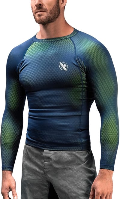 Hayabusa Fusion Long Sleeve Rashguard - Blauw/Groen - maat S