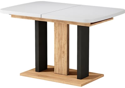 Vicco Eettafel Fenaro, Wit/Goudkleurig Eiken, 120-160 x 80 cm 2 delen