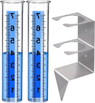 Regenmeter Buiten - Regenmeter Tuin - Weer Meten - Roestvrijstalen Houder - 7 Inch Capaciteit - Transparant