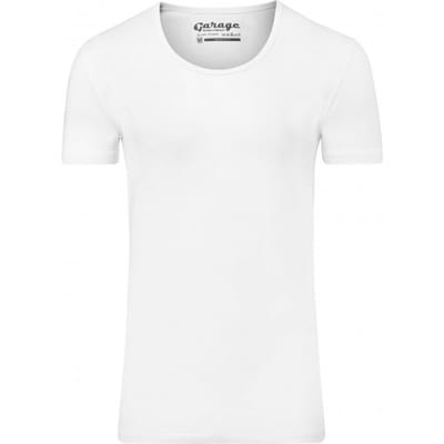 Garage 205 - Bodyfit T-shirt diepe ronde hals korte mouw wit M 95% katoen 5% elastan
