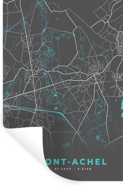 Muurstickers - Sticker Folie - Stadskaart – Grijs - Kaart – Hamont Achel – België – Plattegrond - 20x30 cm - Plakfolie - Muurstickers Kinderkamer - Zelfklevend Behang - Zelfklevend behangpapier - Stickerfolie
