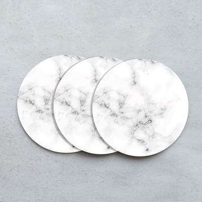 GR onderzetters voor glazen - Marmer Wit - Vinyl - 6st