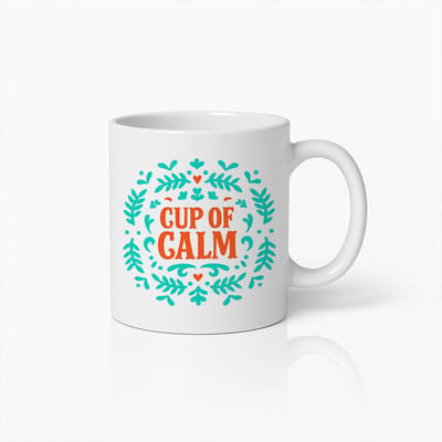 Cup of Calm Mok – 330ml Inspirerende Koffiemok met Rustgevende Quote – Perfect Cadeau voor Mindfulness, Yoga & Theeliefhebbers