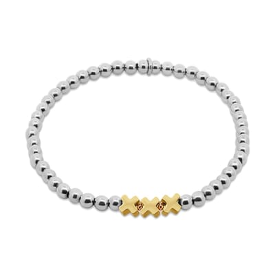 CO88 Collection - 8CB-91354 - stalen kralenarmband vrouwen met XXX - 4 mm - zilverkleurig