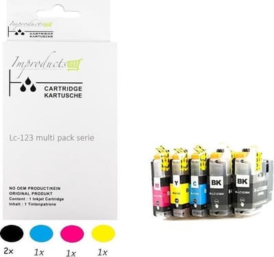 Improducts® Inkt cartridges - Alternatief Brother LC-123 / 123XL set + zwart v4