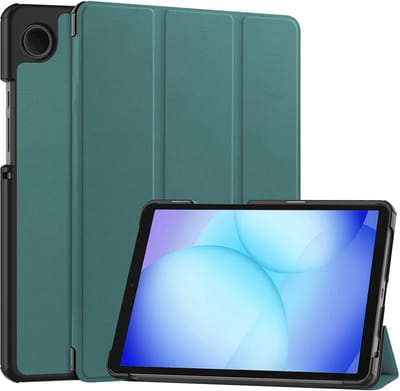 Hoesje - Geschikt voor Samsung Galaxy Tab A11 / A9 - Dun & Stevig - Hardcover Book Case - Trifold Bookcase Hoes - Hard Cover - Tablethoes - Donkergroen