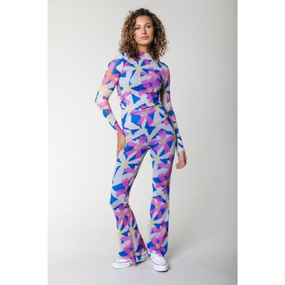 Colourful Rebel Big Flower Mesh Extra Flare Pants Multicolor Size: XS | Wide-Leg & Flared Pants Outlet | Dames |