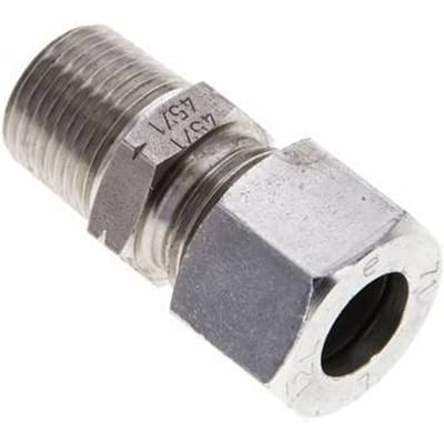 3/8'' NPT Buitendraad x 12L RVS Rechte Snijring Koppeling 315 Bar DIN 2353 - FL2S-MC-ST-038N-12-L