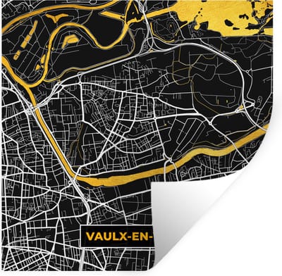 Muurstickers - Sticker Folie - Stadskaart - Vaulx-en-Velin - Frankrijk - Kaart - Plattegrond - 100x100 cm - Plakfolie - Muurstickers Kinderkamer - Zelfklevend Behang XXL - Zelfklevend behangpapier - Stickerfolie