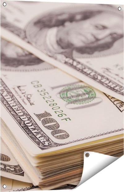 Gards Tuinposter Dollar Geld Briefjes - 60x80 cm - Tuindoek - Tuindecoratie - Wanddecoratie buiten - Tuinschilderij