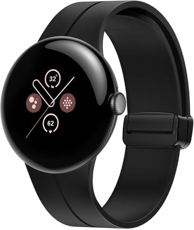 Strap-it siliconen 'D-Buckle' bandje geschikt voor Google Pixel Watch 5 (45 mm) / 4 (45 mm) / 3 (45 mm) - Zwart
