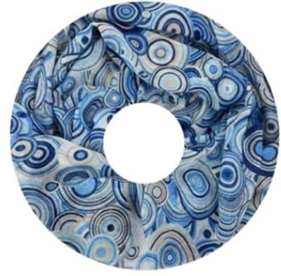 Dunne Colsjaal - Print - Blauw/Ecru - 80 x 50 cm (20243#)